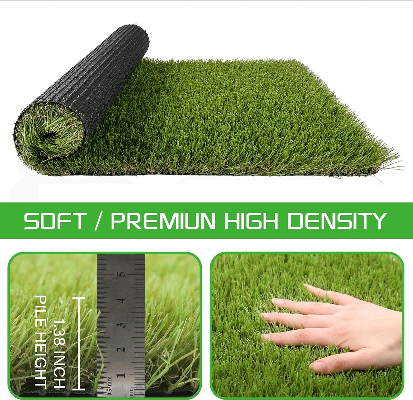 Artificial Grass Turf for Dogs 6 ft x 8 ft,1.38 inch Extra Large Fake Grass Pee Pad for Puppy Potty Training，Faux pet Grass Rug for Indoor/Outdoor Patio,Turf Grass Mat for Dogs Potty.