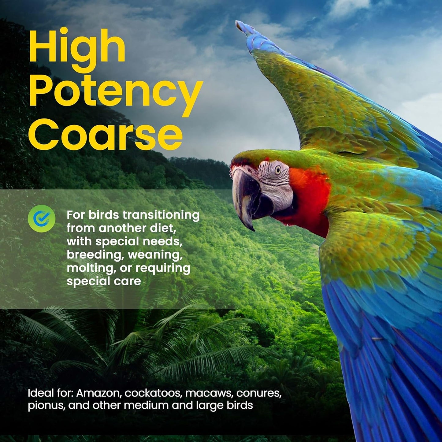 Harrison's Bird Foods High Potency Coarse—Maximum Nutritional Formula for Small to Medium Birds, Certified Organic Non-GMO Pet Bird Food, Vet-Developed, Suitable for All Life Stages, 454 g/ 1 lb