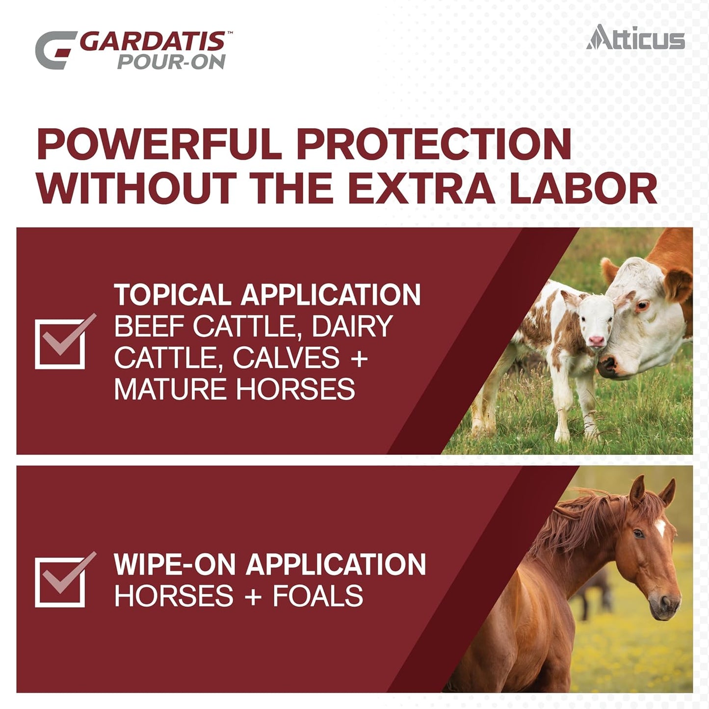 Atticus Gardatis Pour-On Insecticide with IGR (1/2 Gal) - Control Lice, Flies, and Ticks on Cattle and Horses - (Compare to Clean-Up II) - Permethrin 5.0% and Diflubenzuron 3.0%