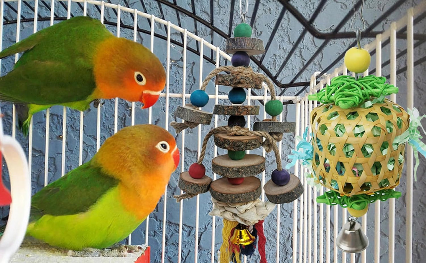 Bird Toys for Conures Parakeet, Birds Cage Accessories, Bird Shredding Foraging Toys for Cage