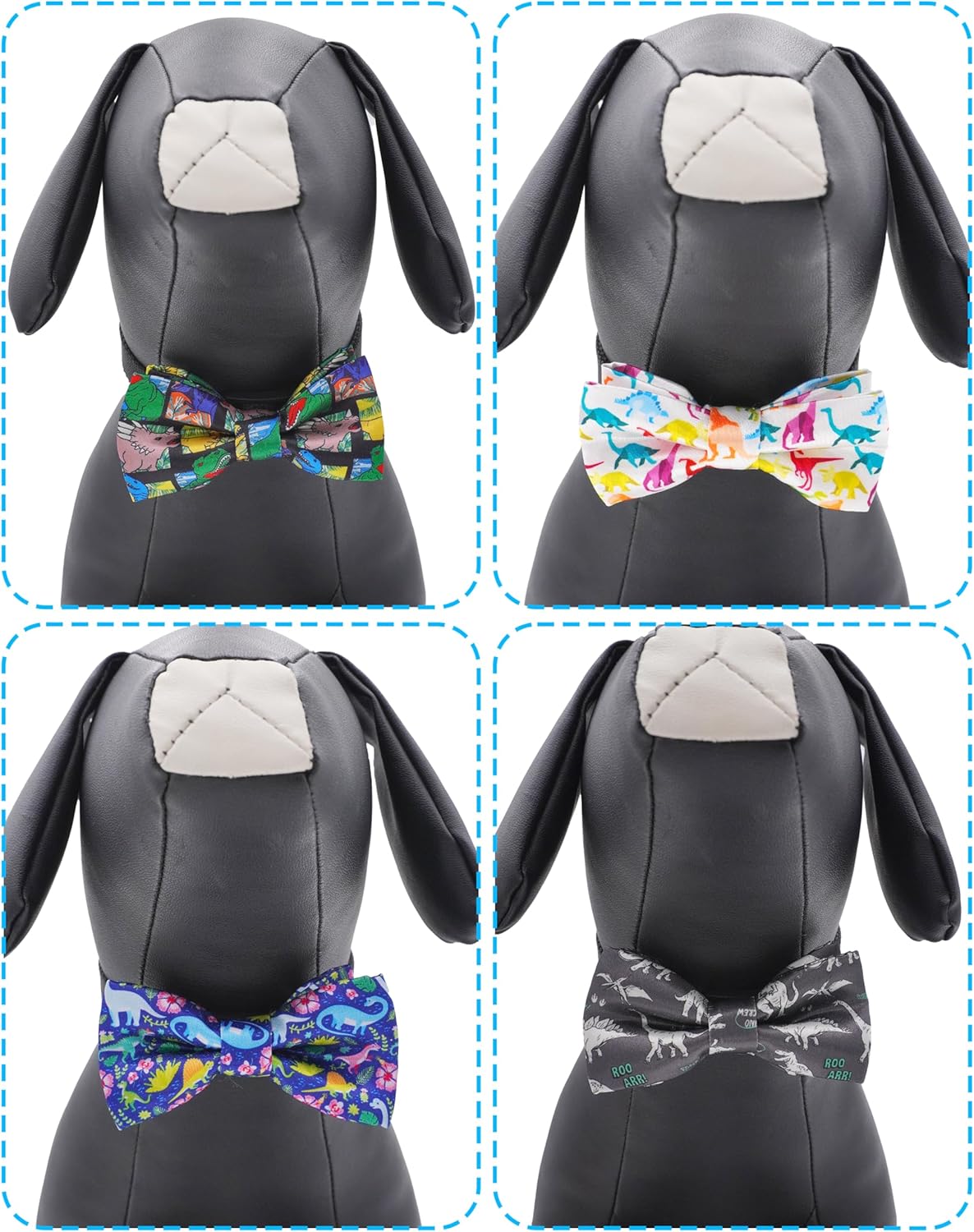 PET SHOW 10 Pack Dinosaur Small Dog Bow Ties Sliding Collar Attachments Puppy Cats Bowties for Medium Dogs Bowknots Holiday Party Pet Grooming Accessories(Small)