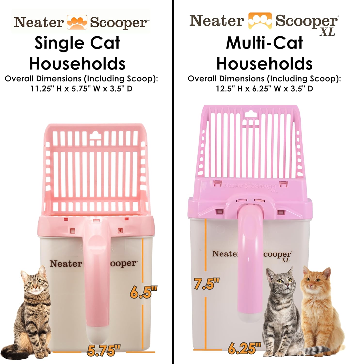 Neater Pet Brands Neater Scooper Standard Cat Litter Scoop, 15 Refill Bags – Mess-Free Cat Litter Scooper with Bag, Spill-Proof Kitty Box Sifter, Bin Doubles as Scoop Holder, For Single-Cat Households