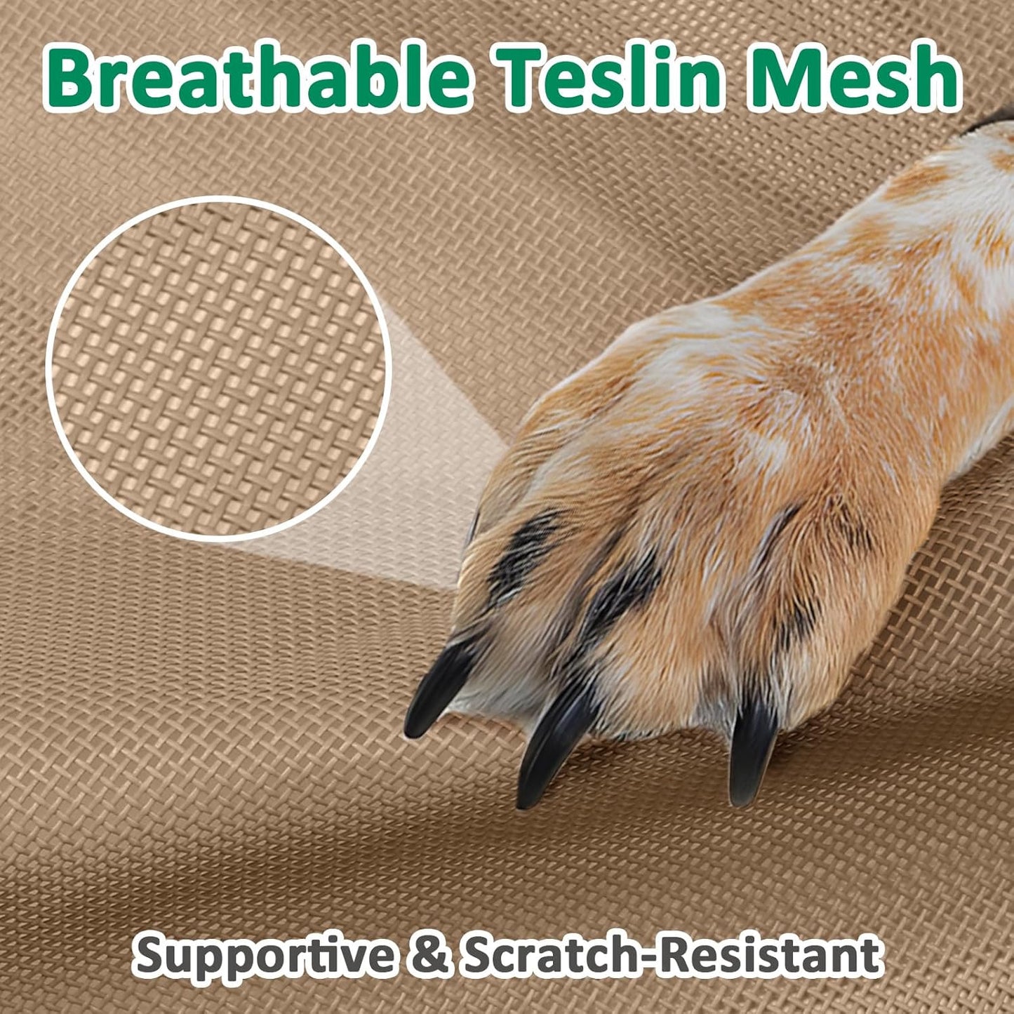 Raised Dog Beds for Large Dogs, Cooling Elevated Dogs Bed Outdoor, Lifted Dog Cot Bed with Heavy Duty Frame & Breathable Mesh, Pet Hammock Beds (L, Brown)