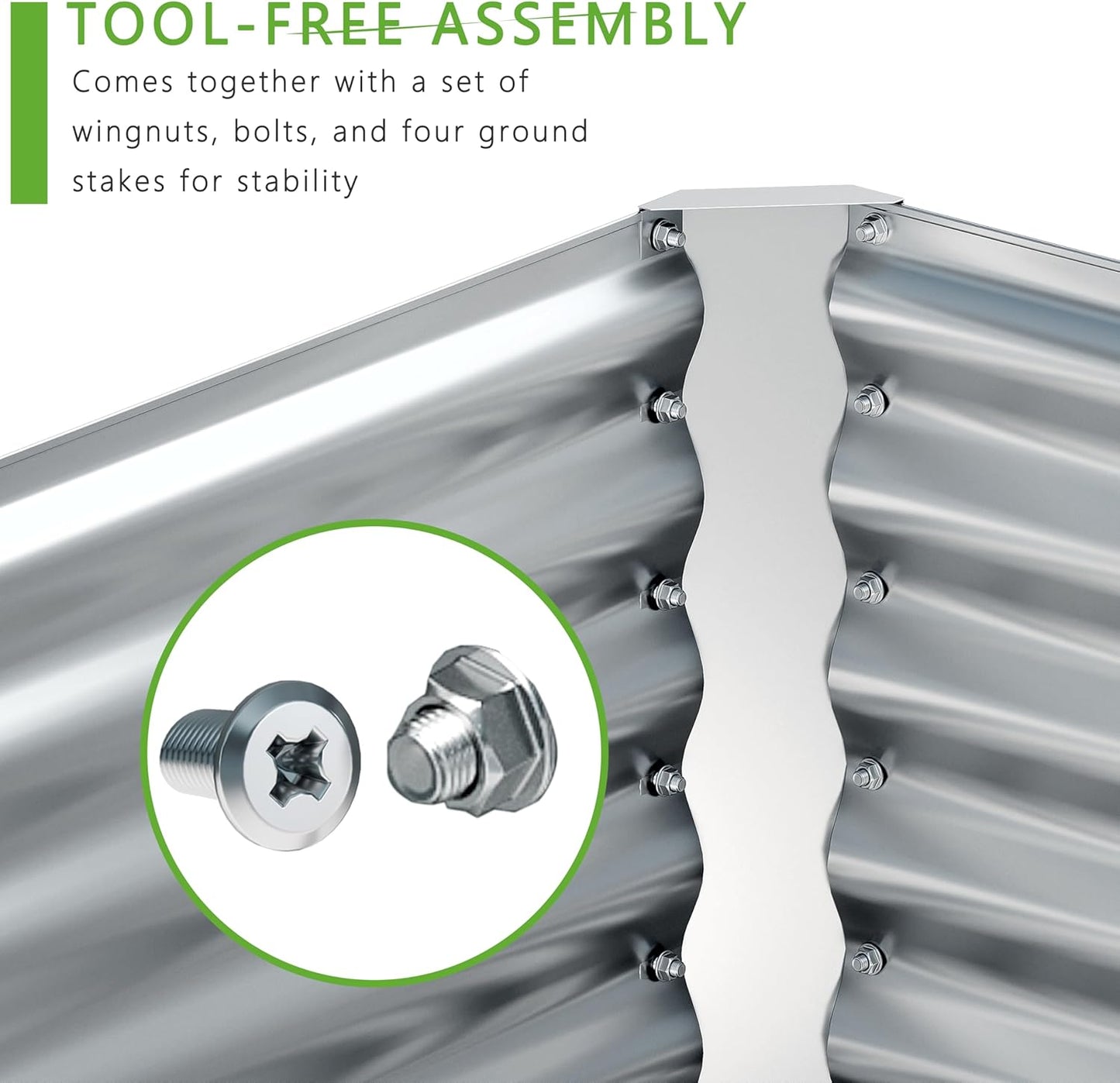 4x2x2FT Galvanized Raised Garden Bed,Planter Raised Beds-Metal Garden Box,Large Plant for Outdoor Planting, Vegetables Bed，Flower,herb-Sliver