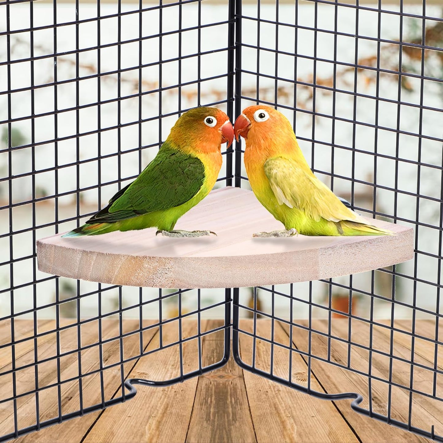 Bird Perch Platform Stand, Bird Corner Parrot Perch Corner, Sector Playground Cage Accessories Shelf for Small Animals Rat Mouse Lovebird Finches Conure Budgie