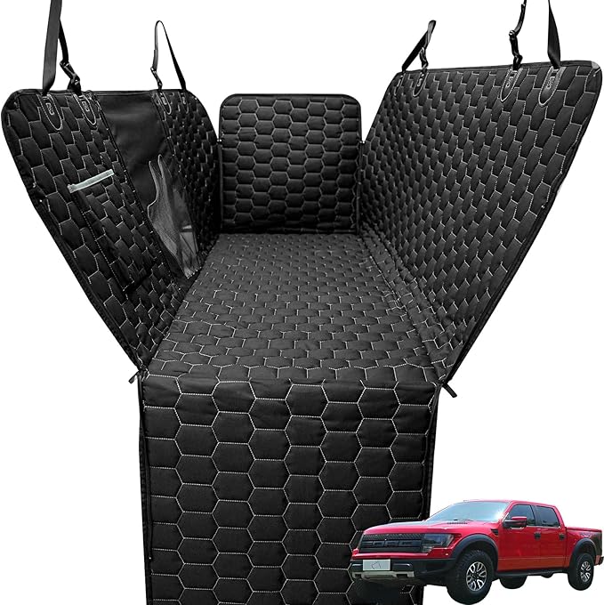 Dog Car Seat Cover for Trucks, Back Seat Pet Cover for Dogs F150 Ram 1500, Waterproof Dog Hammock for Truck with Mesh Window Heavy Duty Seat Cover for F-Series/GMC Sierra/Silverado