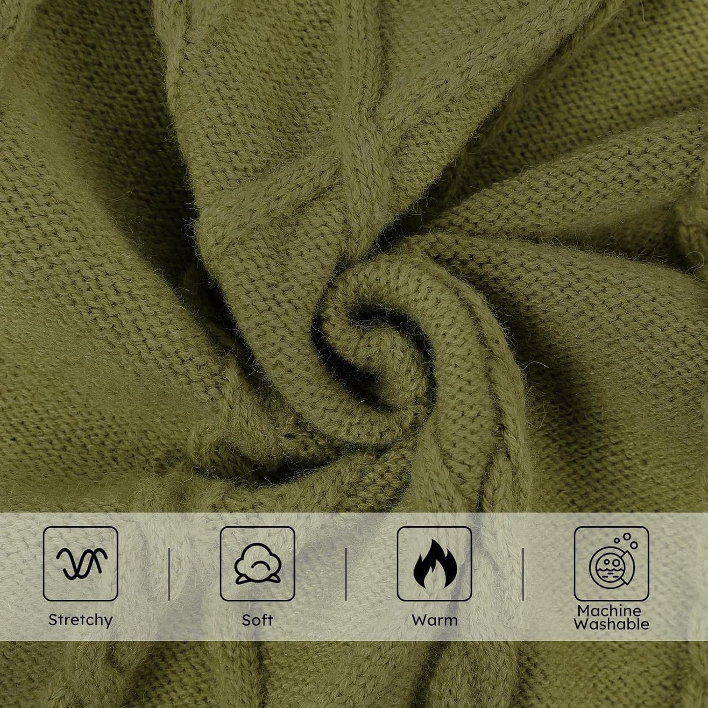 Queenmore Small Dog Pullover Sweater, Cold Weather Cable Knitwear, Classic Turtleneck Thick Warm Clothes for Chihuahua, Bulldog, Dachshund, Pugl,OliveGreen,XXL