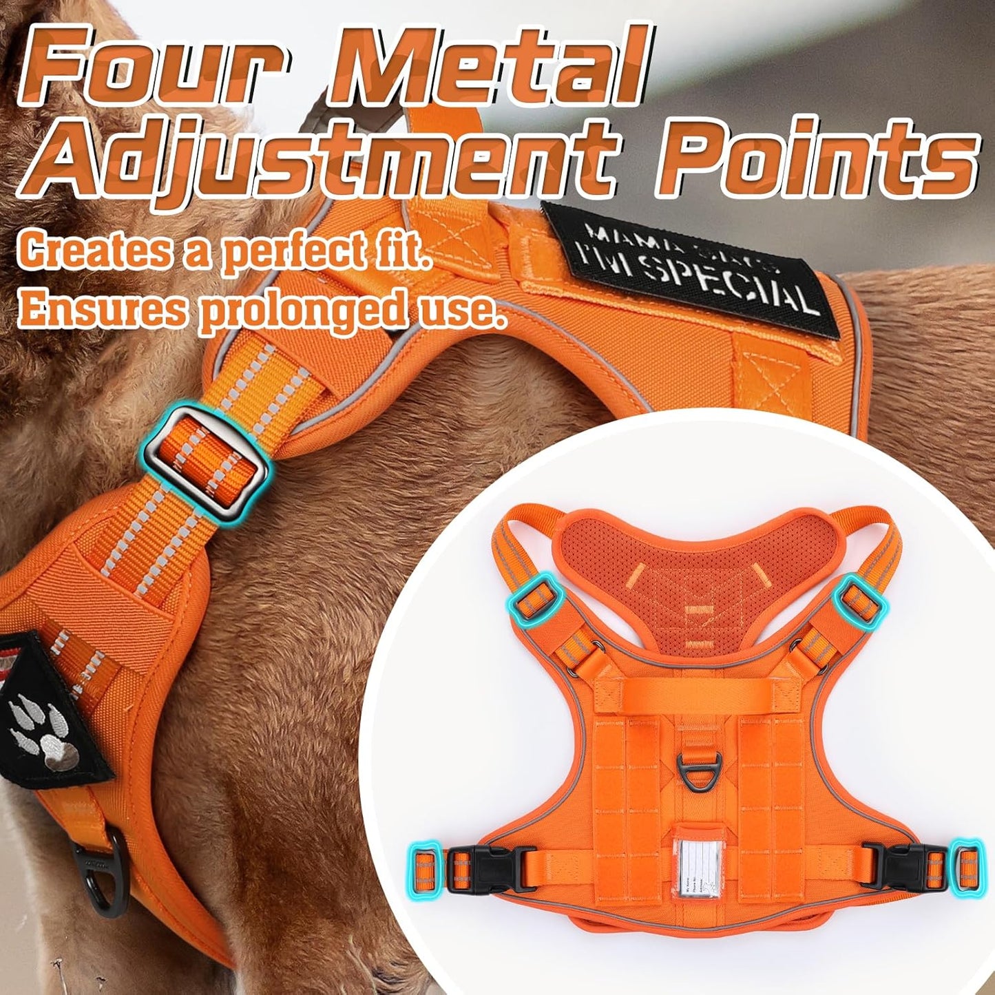 rabbitgoo Tactical Dog Harness for Large Dogs, No Pull Military Service Vest with Handle & Molle, Easy Control for Training Walking, Adjustable Reflective Straps, Orange, XL