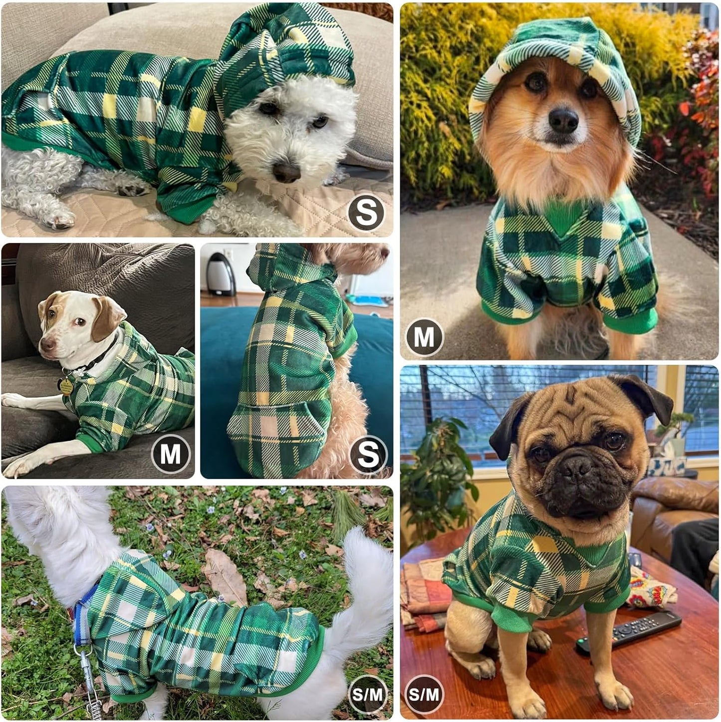 BEAUTYZOO Dog Hoodie Sweaters for Small Medium Large Size Dogs Girls Boys- Premium Quality, Ultra Soft, Superior Comfort Fit, Fleece Lined Hooded Sweatshirt- Cold Weather Pet Clothes Winter Coat,Plaid