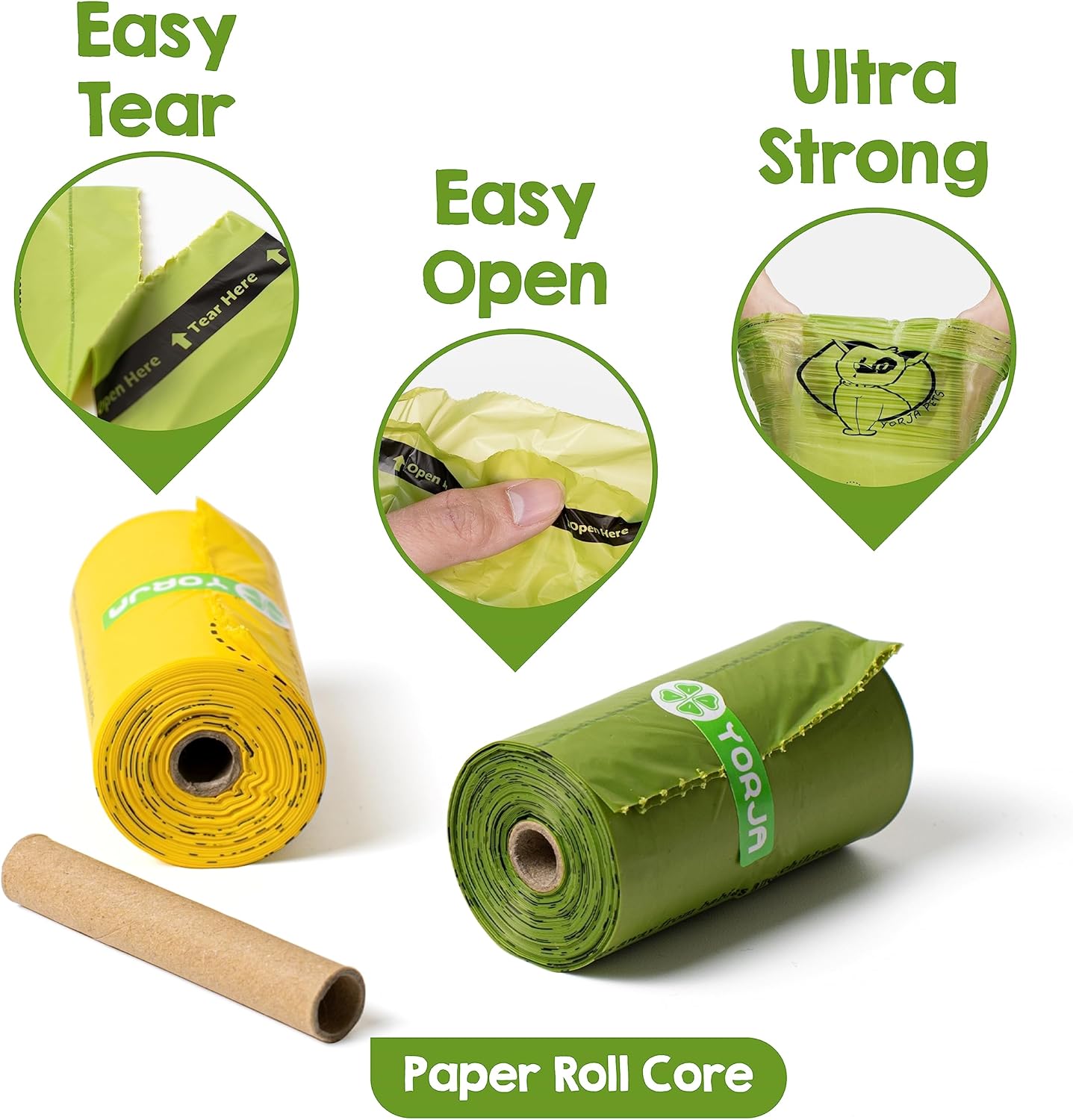 YORJA Dog Poop Bags Rolls with Dispenser & Holder, 510 Pet Waste Bags, 100% Leak Proof Extra Thick and Strong Corn Starch Blend