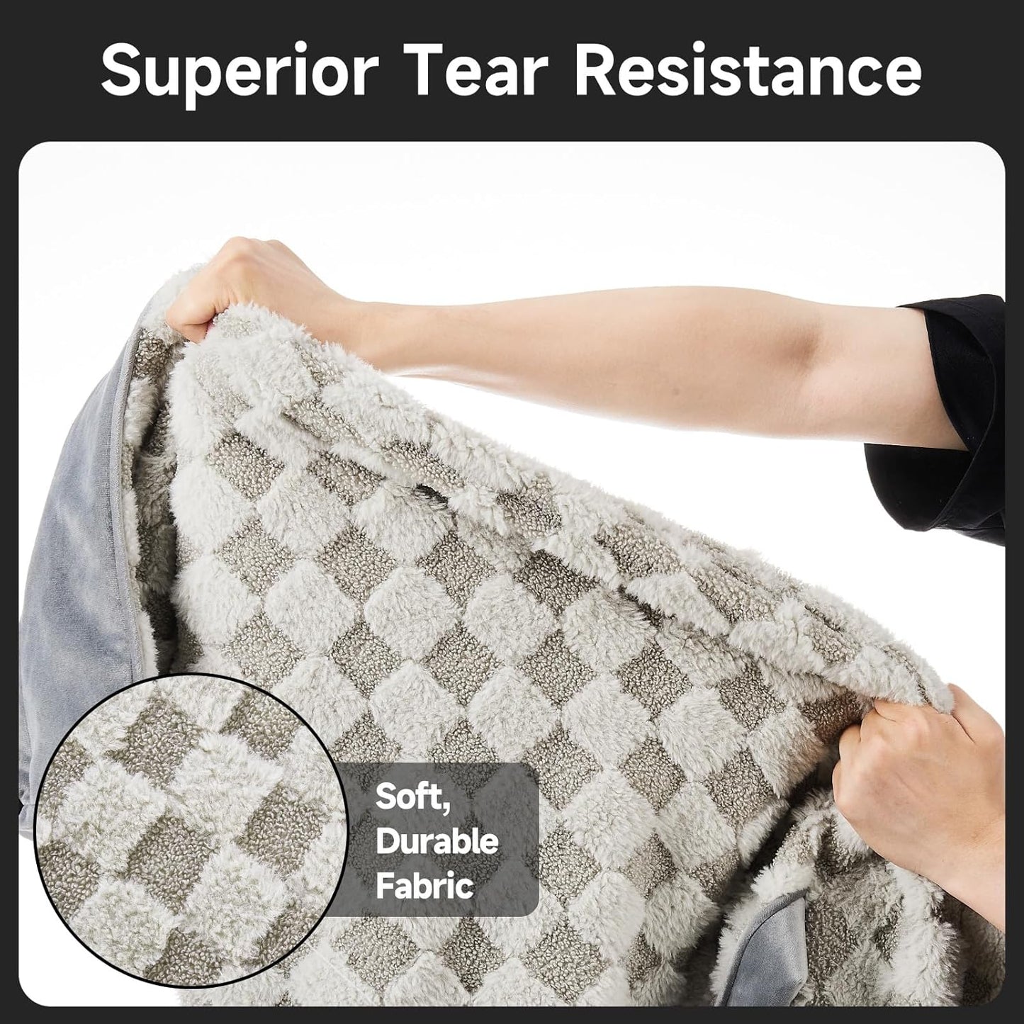 OhGeni Orthopedic Waterproof & Machine Washable Dog Bed for Large Pets, Suitable for Crates, 25D Egg Crate Foam, Non-Slip Bottom & Removable Cover, Checkerboard Fabric, 41 Inches(Gray)