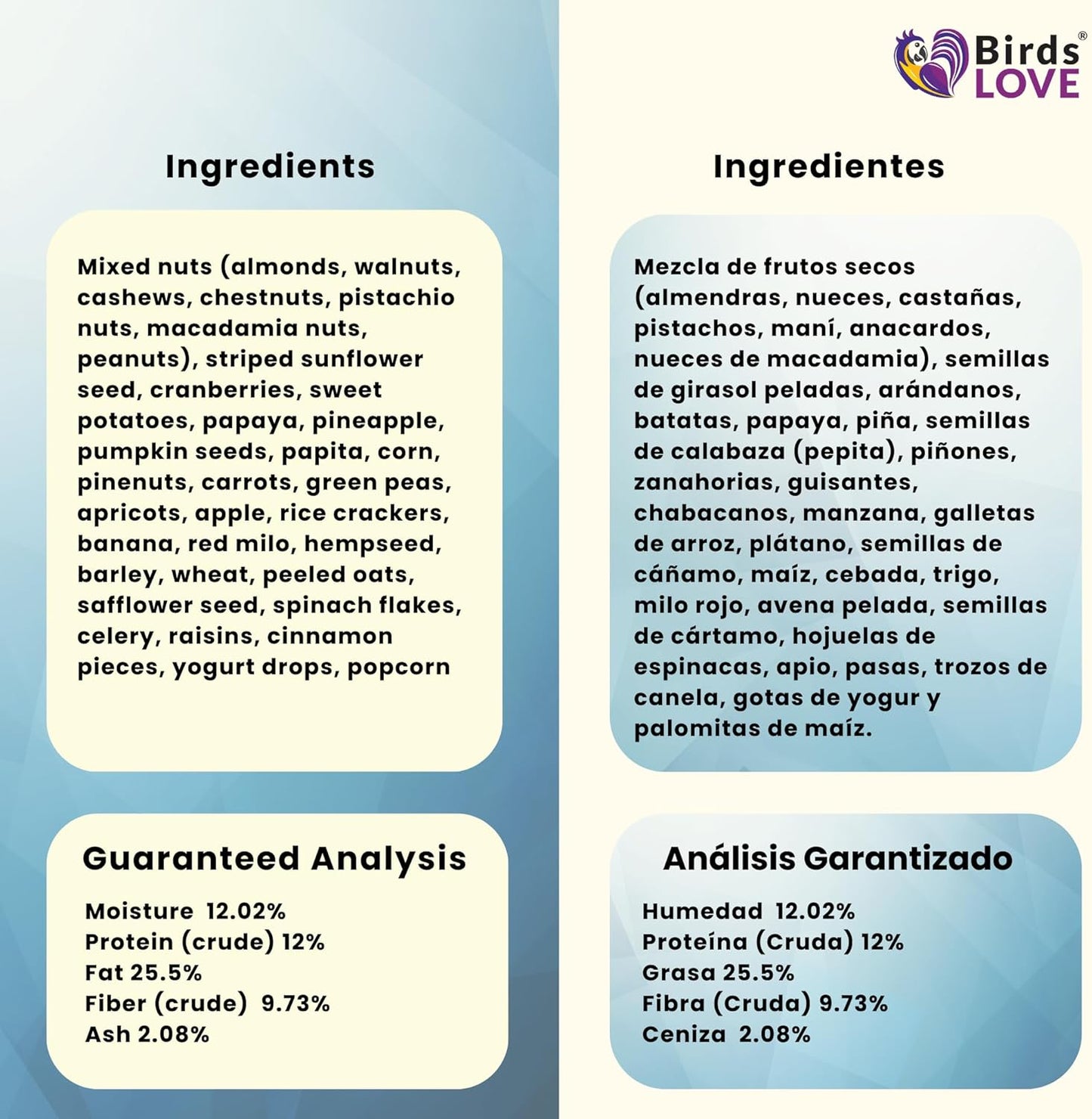 Birds LOVE All Natural Garden Blend Bird Food for Parrots 2lb