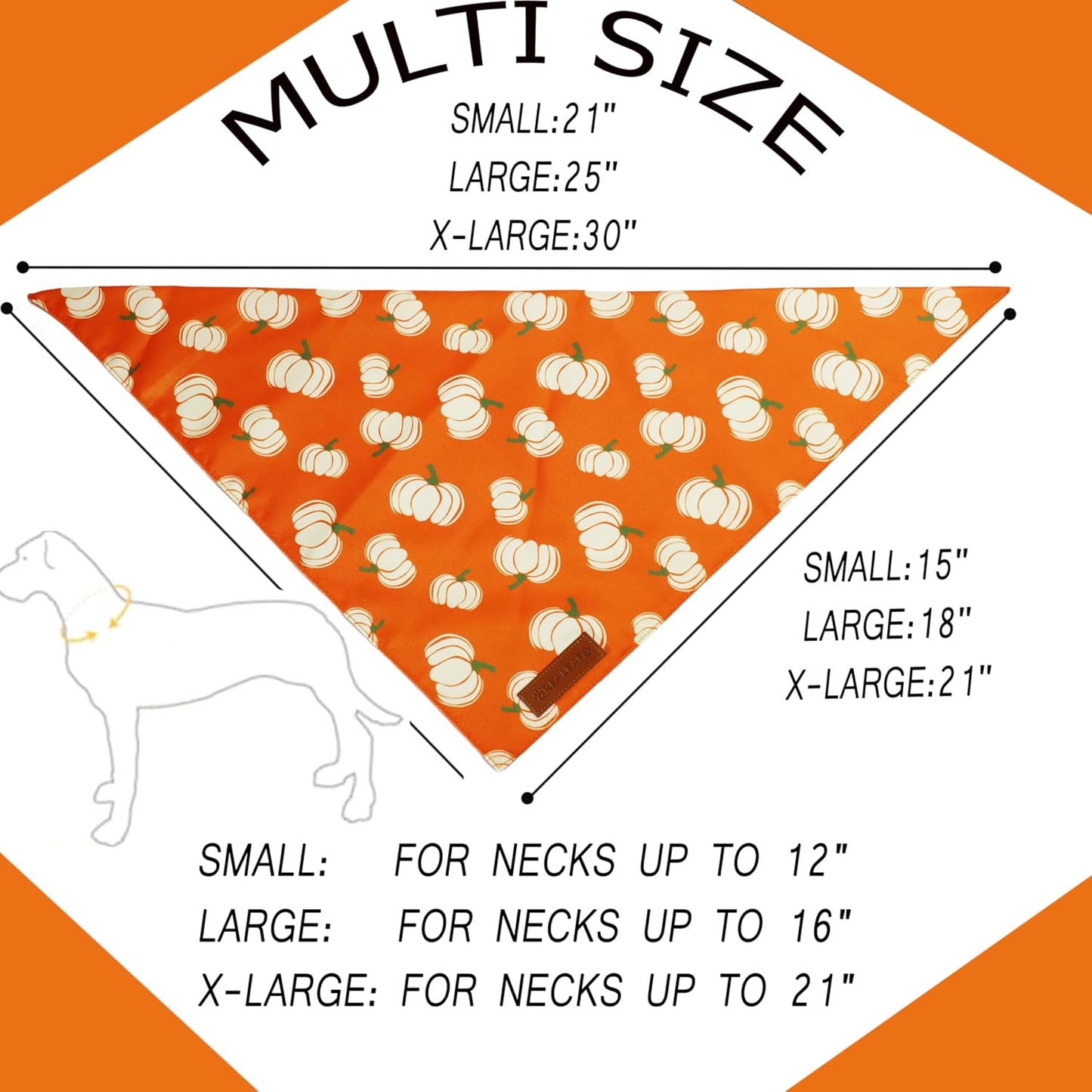 Realeaf Thanksgiving Fall Dog Bandanas 2 Pack, Orange Plaid Pumpkin Pet Scarf for Boy and Girl, Premium Durable Fabric, Holiday Halloween Bandana for Medium and Large Dogs(Fall, Large)
