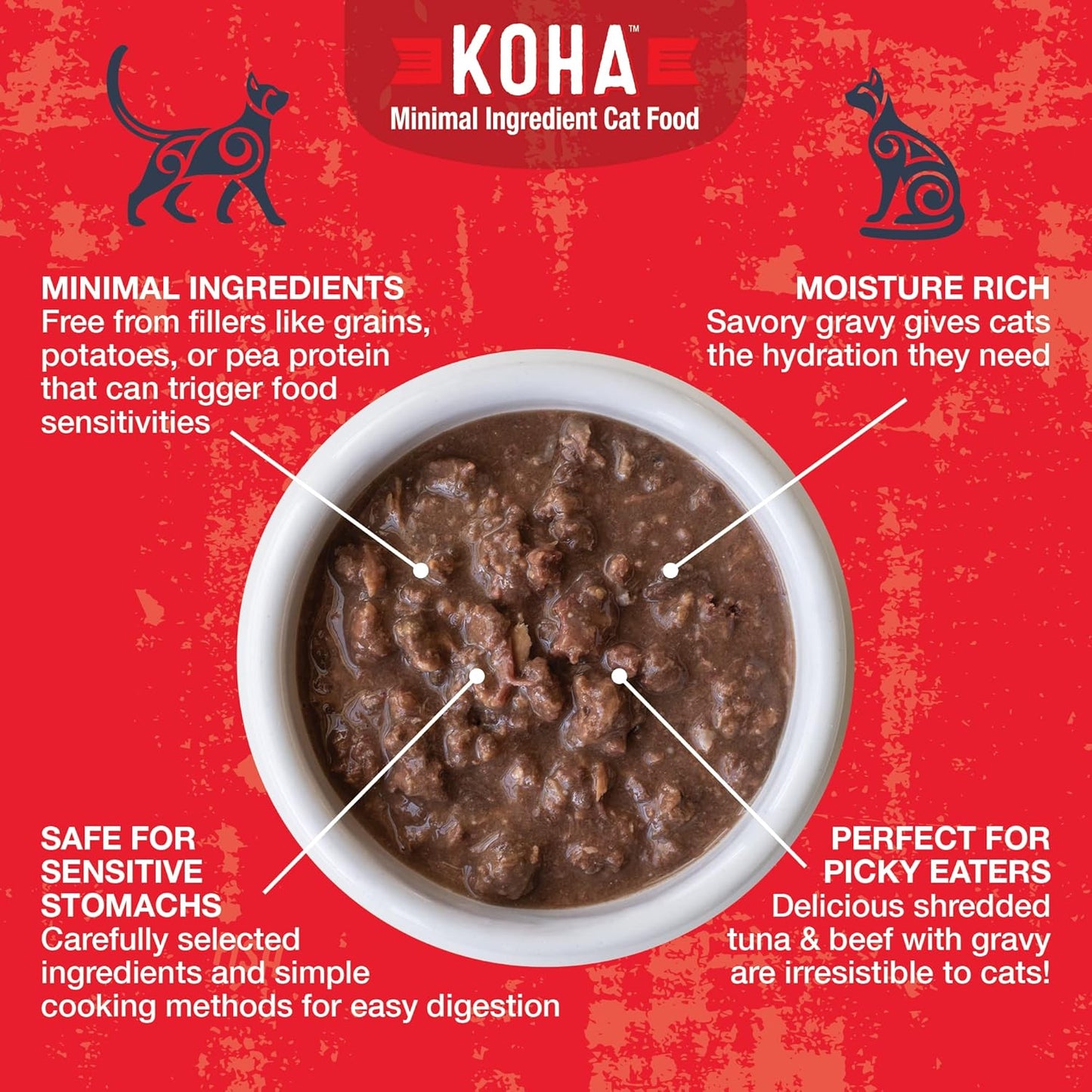 KOHA Poké Bowl Tuna & Beef Entree in Gravy for Cats, 12-Pack of 3oz Pouches