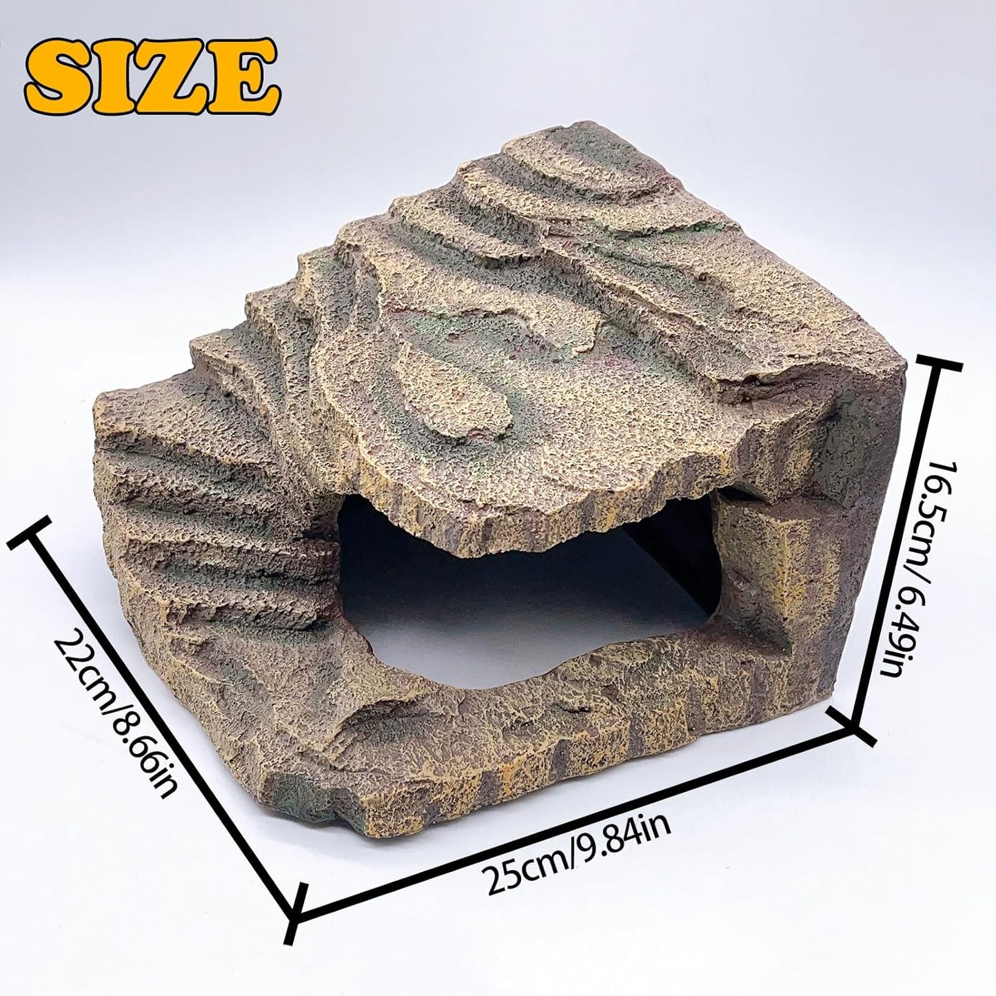 kathson Turtles Basking Platform Tortoise Resting Terrace Climbing Ramp Resin Dock Tank Decorations Reptile Hiding Cave Hideouts for Aquatic Turtles, Frog, Newts and Salamanders，Large