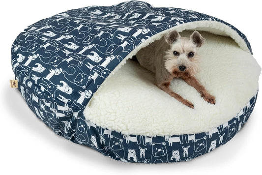 Snoozer Luxury Cozy Cave Dog Bed - Indoor Dog Bed with Cover Cave, Covered Calming Burrow for Medium & Large Sized Pets with Blanket Attached, Enclosed, Washable - XL, Pedigree Denim