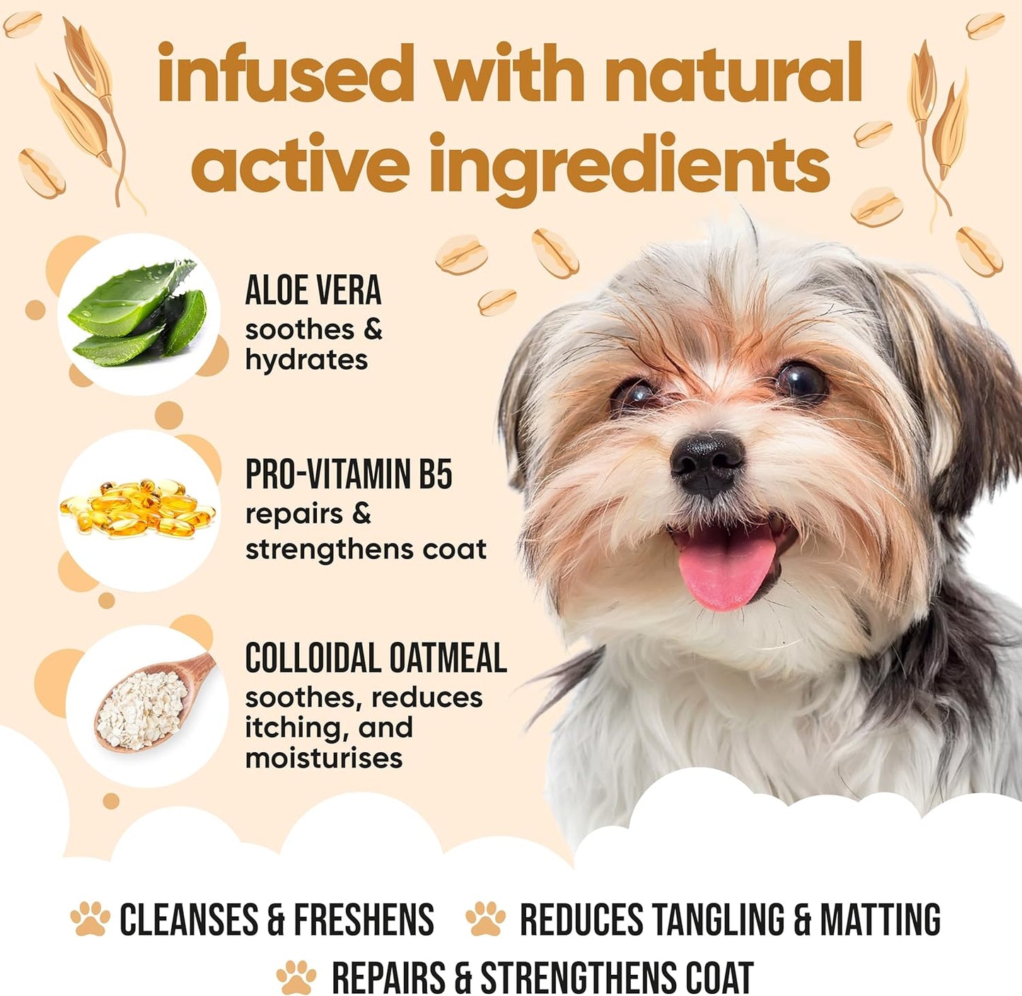 Oatmeal Dog Shampoo for Smelly Dogs (33.8oz) - Hypoallergenic & Itch Relief Formula, Gentle on Sensitive Skin, Includes Dog Shampoo and Conditioner - Essential Dog Grooming Supplies