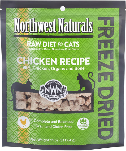 Northwest Naturals Freeze-Dried Chicken Cat & Kitten Food – Bite-Sized Nibbles – Healthy, Limited, Human-Grade Ingredients, All-Natural, High-Protein Raw Diet – Complete & Balanced, Made in USA, 11 oz