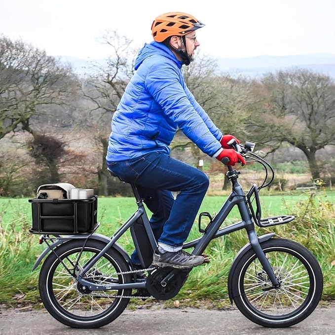 Bike Basket Rear with Liner,Waterproof Cover,Cargo Net Large Rear Bike Basket,Heavy Duty Bicycle Rear Basket for Electric Bike, Ebike,Great for Bike Trip,Carrying Grocery,Ball,Dog