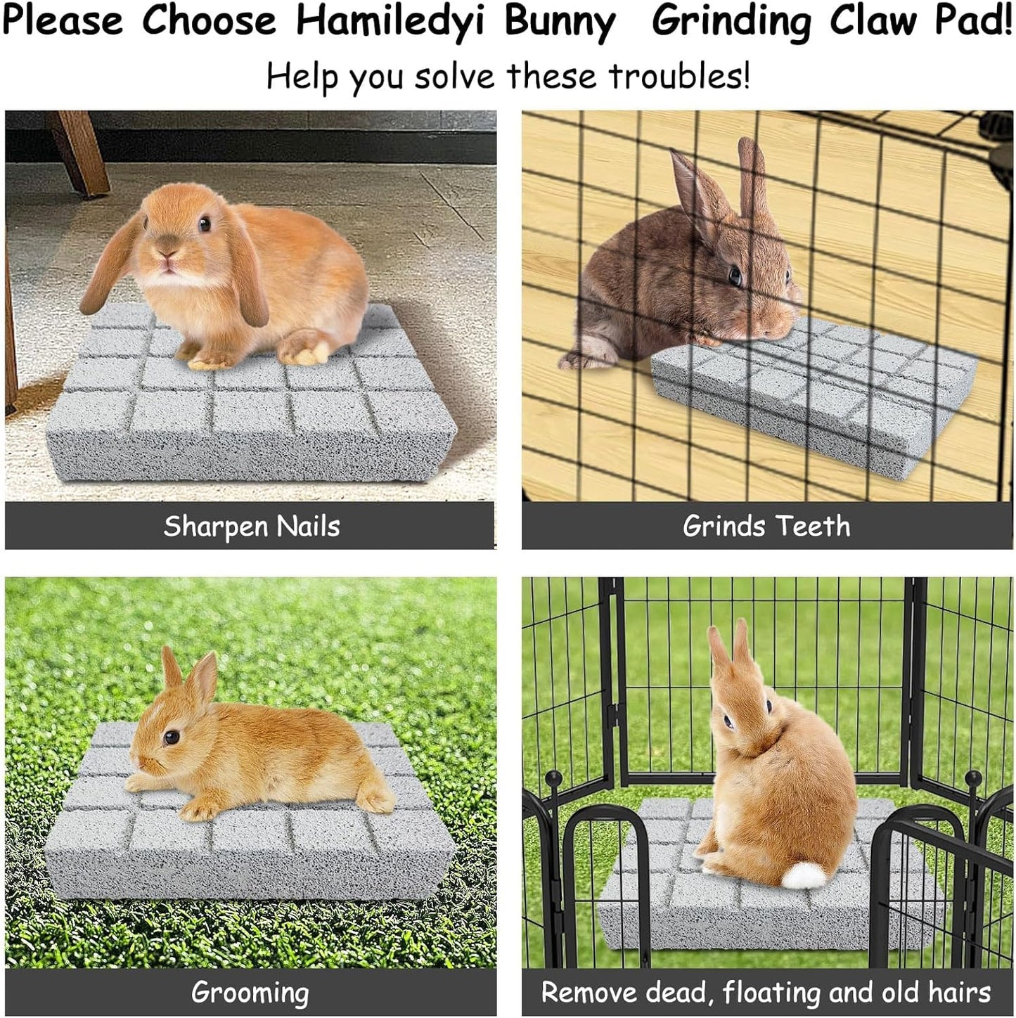 Hamiledyi 4PCS Rabbit Scratching Pads Bunny Lava Grinding Claw Pads Small Animal Foot Pads Hamster Scratch Board Chew Toys for Gerbil Chinchilla Hedgehog Guinea Pig Cage Accessories