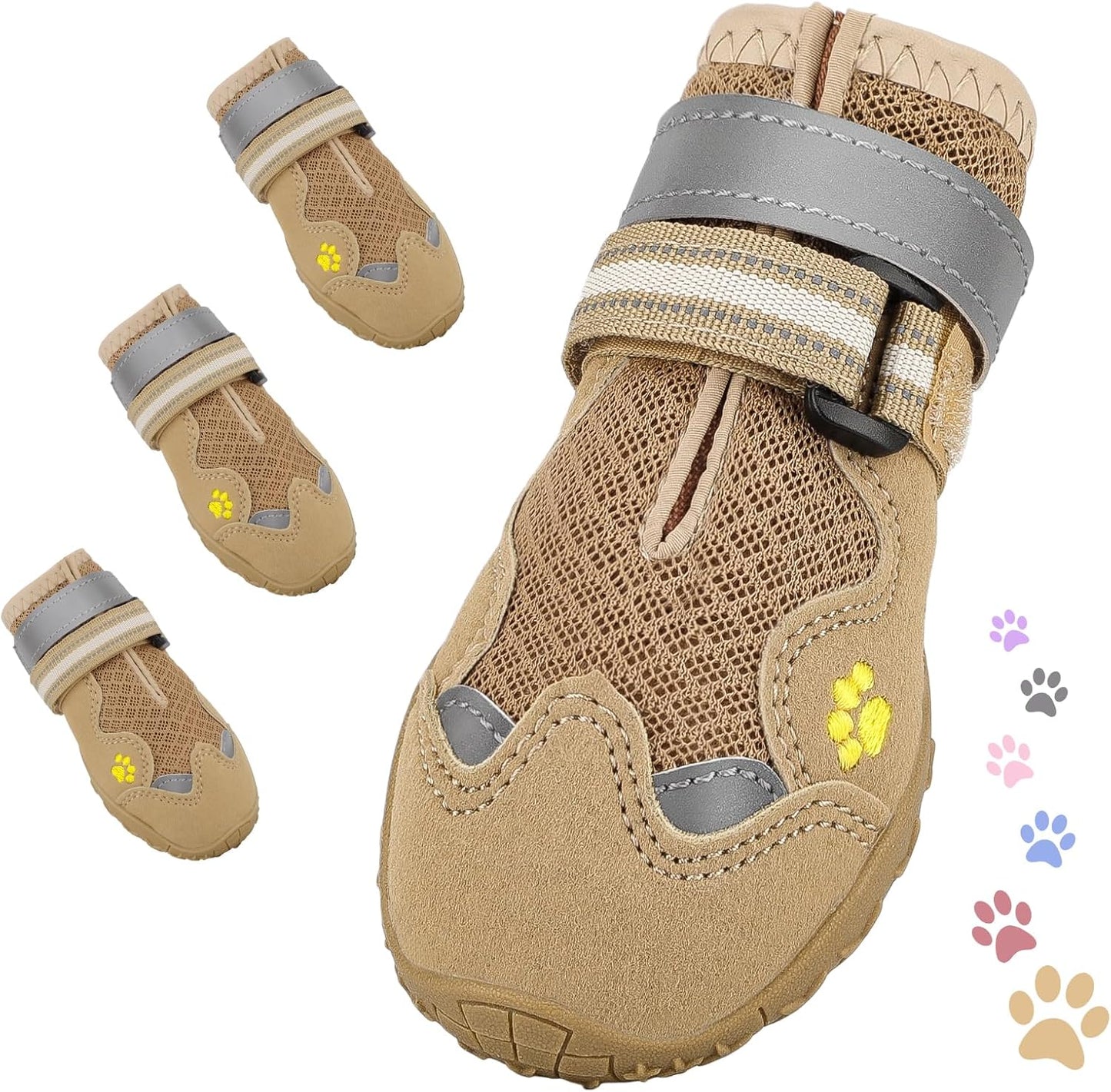 Dog Shoes for Large Medium Small Dog, Mesh Breathable Dog Shoes for Hot Pavement, Anti-Slip Dogs Boots Paw Protectors with Reflective for Outdoor Walking Indoor Hardfloors(Size 7)