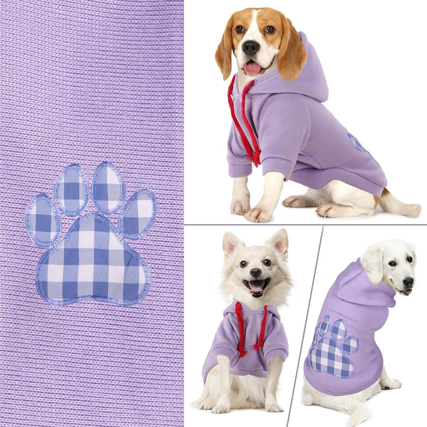 SAWMONG Dog Hoodie,Flannel Pet Hooded Sweater with Hat Puppy Pullover Sweater Shirt,Dog (Purple,3XL)
