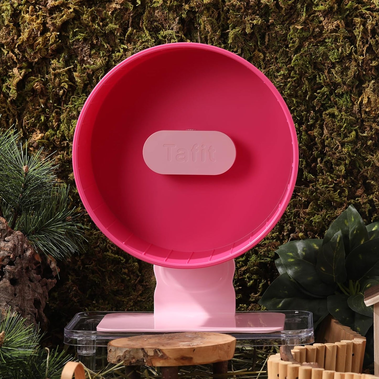 Quiet Hamster Wheel 10.2 Inch Dual-Bearings Silent Small Animals Running Exercise Wheel Height Adjustable for Syrian Hamsters, Gerbils, Rats, or Other Small Pets, Raspberry Pink