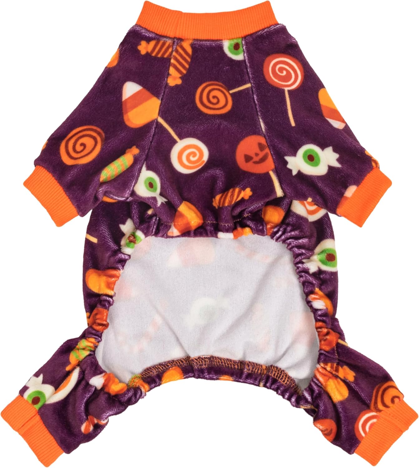 Fitwarm Halloween Candy Dog Pajamas, Funny Costumes for Small Dogs Boy Girl, Pet Outfit, Purple, Orange, XS