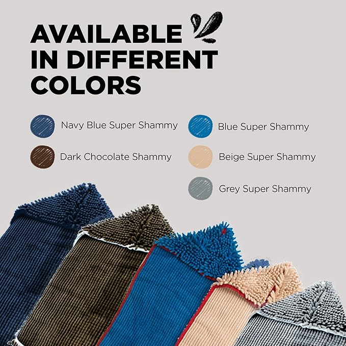 Soggy Doggy Super Shammy Dog Towel - Microfiber Chenille Towel for Drying Dogs and Cleaning Paws - Fast Drying with Hand Pockets for Ease (Gray, 31” x 14”)