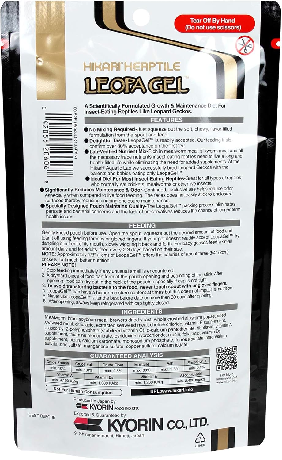 Hikari LeopaGel Food for Insect-Eating Reptiles, 2.11 oz (60g)