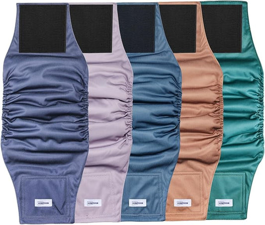 Reusable Dog Diapers Male, Premium Washable Belly Bands for Male Dogs Large, Pack of 5, High Absorbing Male Dog Wraps for Doggie & Puppy in Incontinence or Excitable Urination and Training(L)
