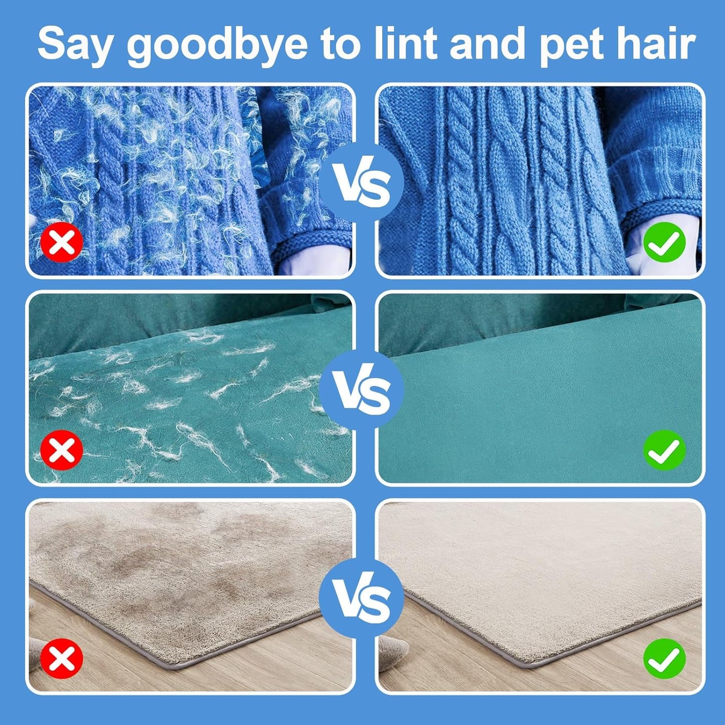 Pet Hair Removal Glove for Cats & Dogs, Upgraded Five-Finger Electrostatic Pet Hair Gloves, Reusable Magic Brush Pet Hair Remover Tool for Laundry, Couch, Carpet, Car Seat