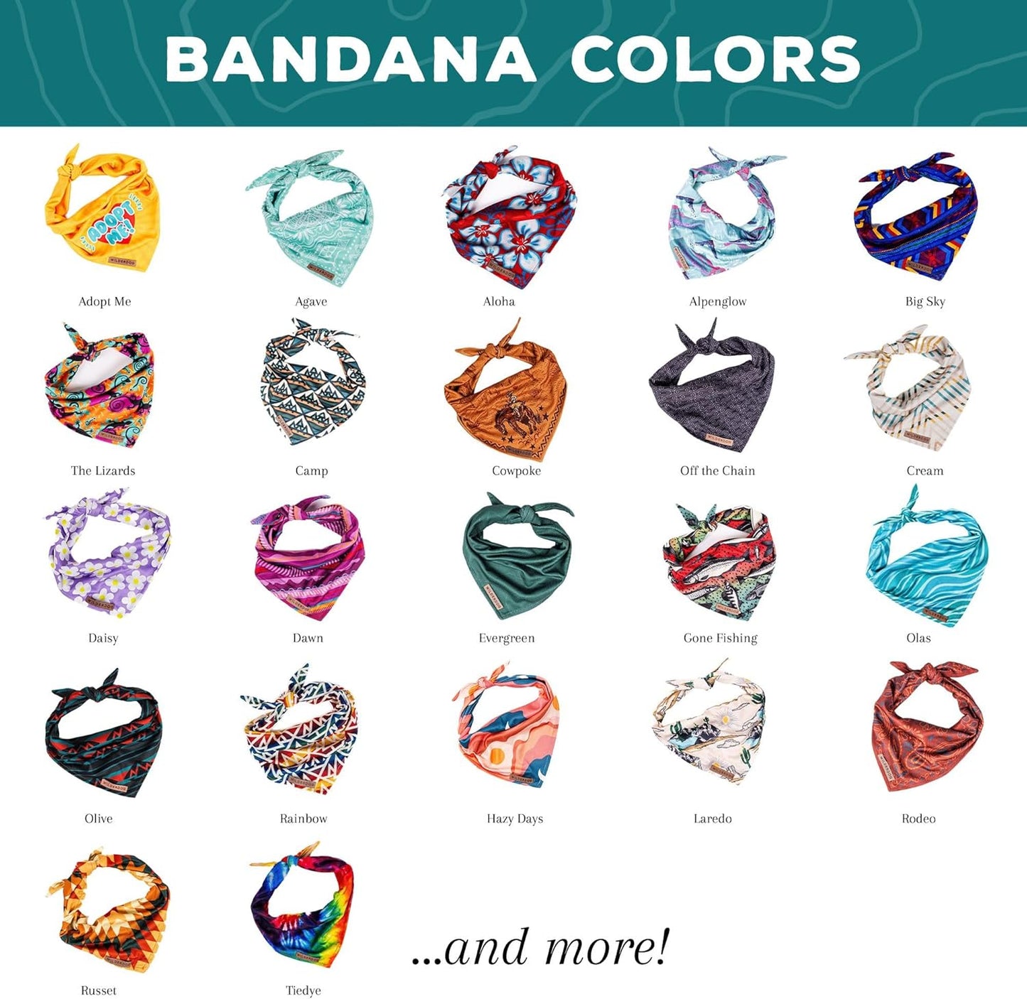 Wilderdog Dog Bandana with Lightweight Quick Drying Poly-Blend Mesh Material in Off The Chain