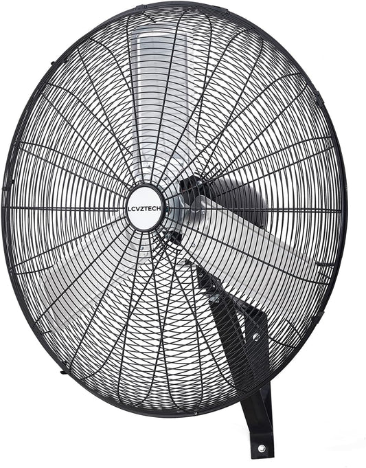 30 inch Wall Mount Fan Oscillating, 3-Speed 8850 CFM High Velocity Industrial Wall Mounted Fan, Heavy Duty Air Circulator for Garage, Shop, Gym, Workshop, Covered Patio - UL Listed