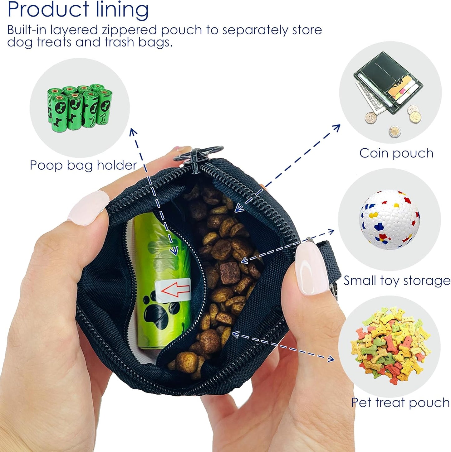 Dog Treat Pouch for Pet Walking and Training with Clicker Poop Bags Small Fanny Zipper Pack Holder for Puppy Snack Dispenser Kit for Leash and Outdoor Use (Fruit Orange)