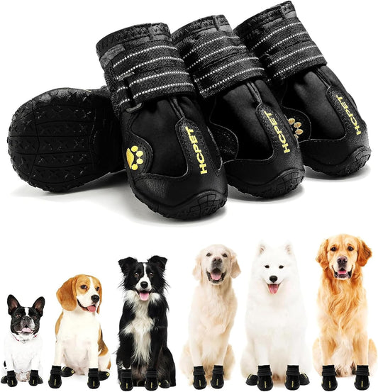 Hcpet Dog Shoes, Dog Boots for Small Dogs, Waterproof Medium Dog Booties Paw Protector for Summer Hot Pavement, Winter Snowy Day, Outdoor Walking, Indoor Hardfloors Anti Slip Sole Black Size 1