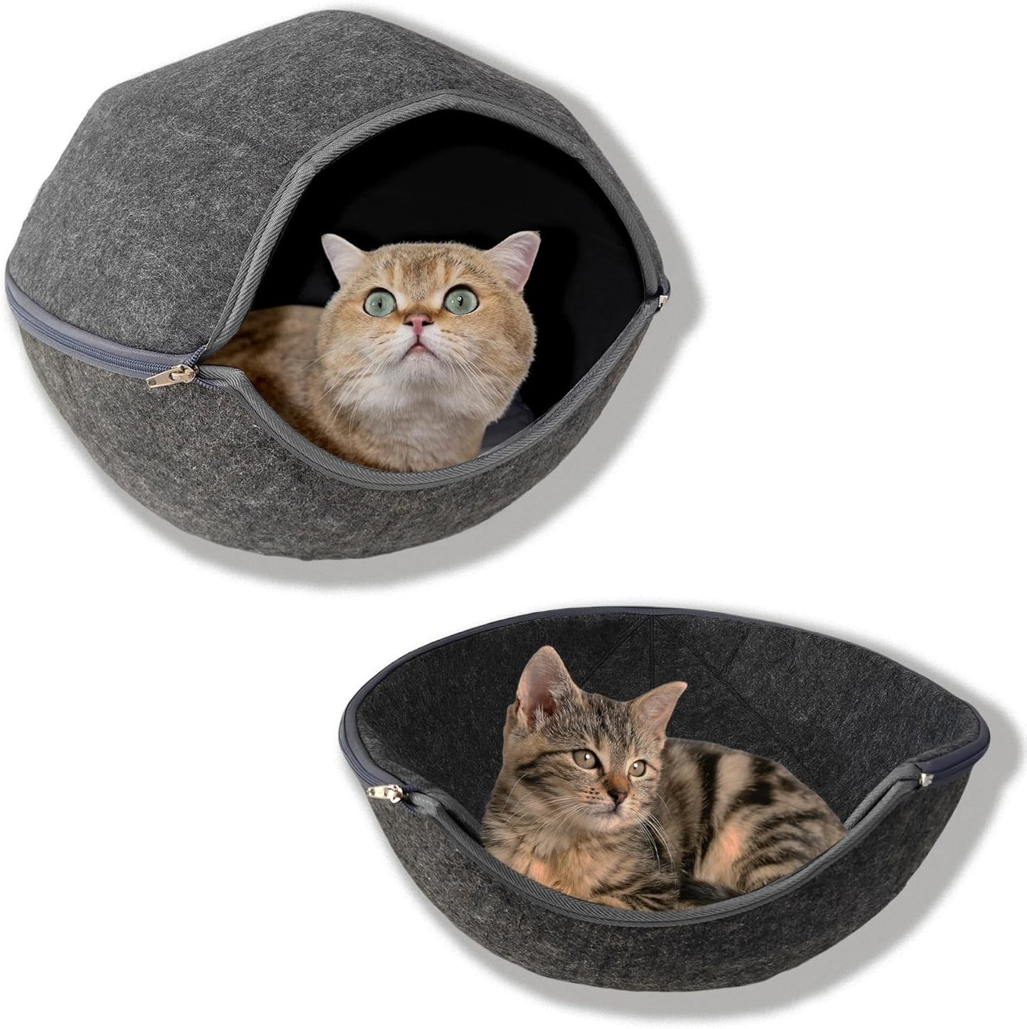 Donut Cat Tunnel Bed Peekaboo Cat Cave for Large Cats Up to 30 Lbs, Kitty Interactive Playing Tent House for Multiple Cats,Detachable,Scratch Resistant (2 in 1 Black, Medium - 20 Inch Diameter)