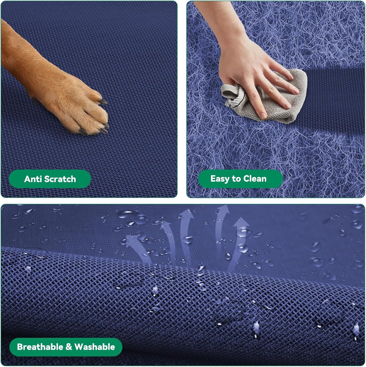 Elevated Dog Bed Raised Outdoor Dog Cot for Medium Dogs, Installation Requires No Tools, Frame with Washable Cooling Breathable Mesh Anti-Slip Feet, Indoor Pet Bed, Blue, 35.4 Inches