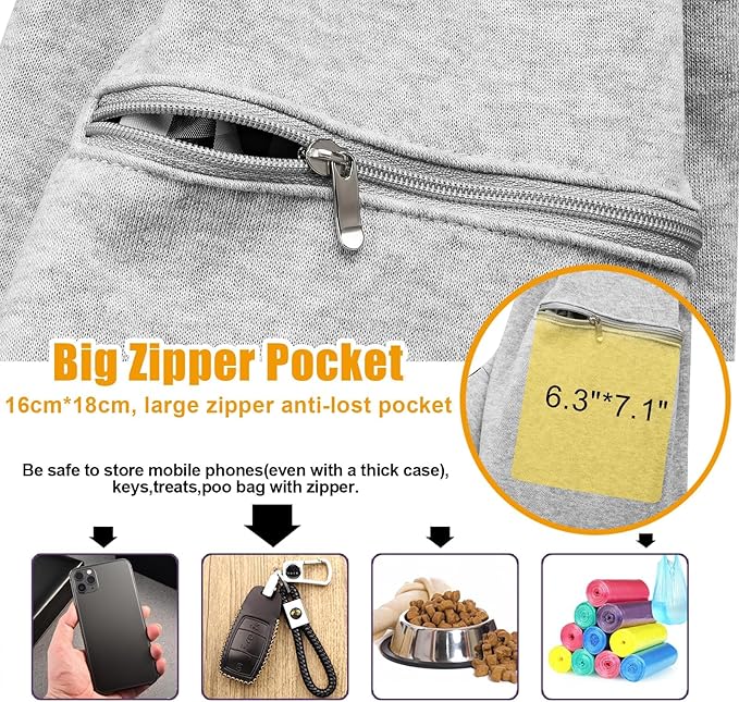 Tomkas Small Dog Sling Carrier - Zipper Pocket & Classic Strap - for 3-10 lbs Pets(Grey)