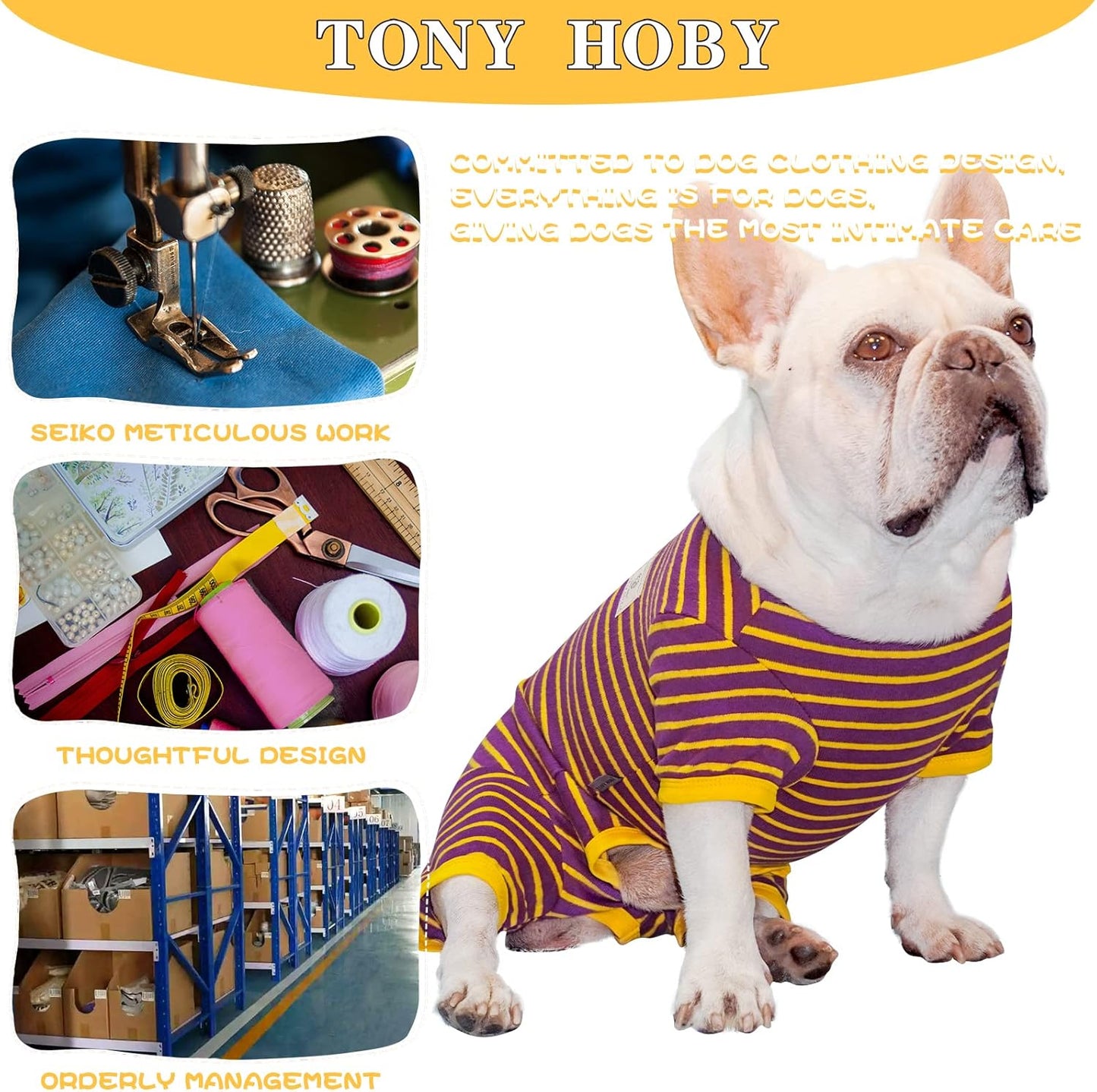 TONY HOBY Dog Pajamas, Male Dogs Warm Pajama with Thermal, Dog Jumpsuit Pajamas for Small Medium Dogs (Purple&Yellow, Boy, XL)
