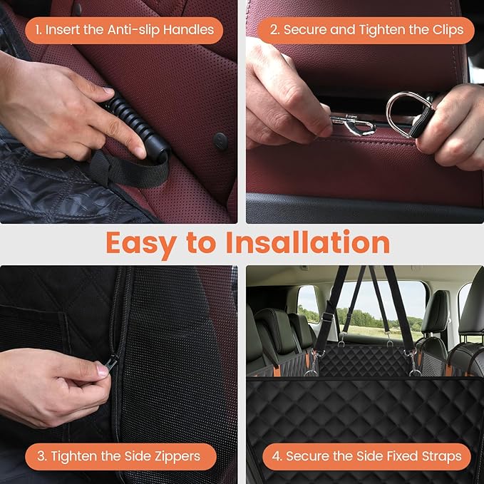 Back Seat Extender for Dogs - Holds 450lbs, Waterproof Dog Car Seat Cover for Back Seat with Hard Bottom for Cars SUVs Truck,Anti-Scratch No Slip Large Space Pet Backseat Protector,Black