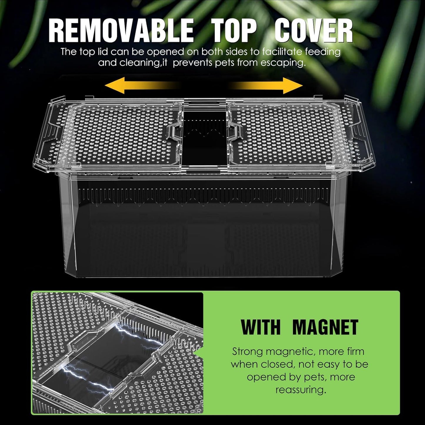 Breathable and Secure Reptile Tank with high Transparency - Ideal Container House for Hermit Crab, Tarantula Enclosure, Cricket Habitat or Jumping Spider Habitat (S)