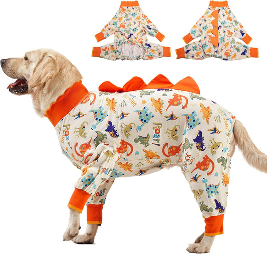 LovinPet Dog Pjs Large Breed, Anti Licking, Recovery Wear, Lightweight Jurassic Knit, UV for Medium Dogs/Medium