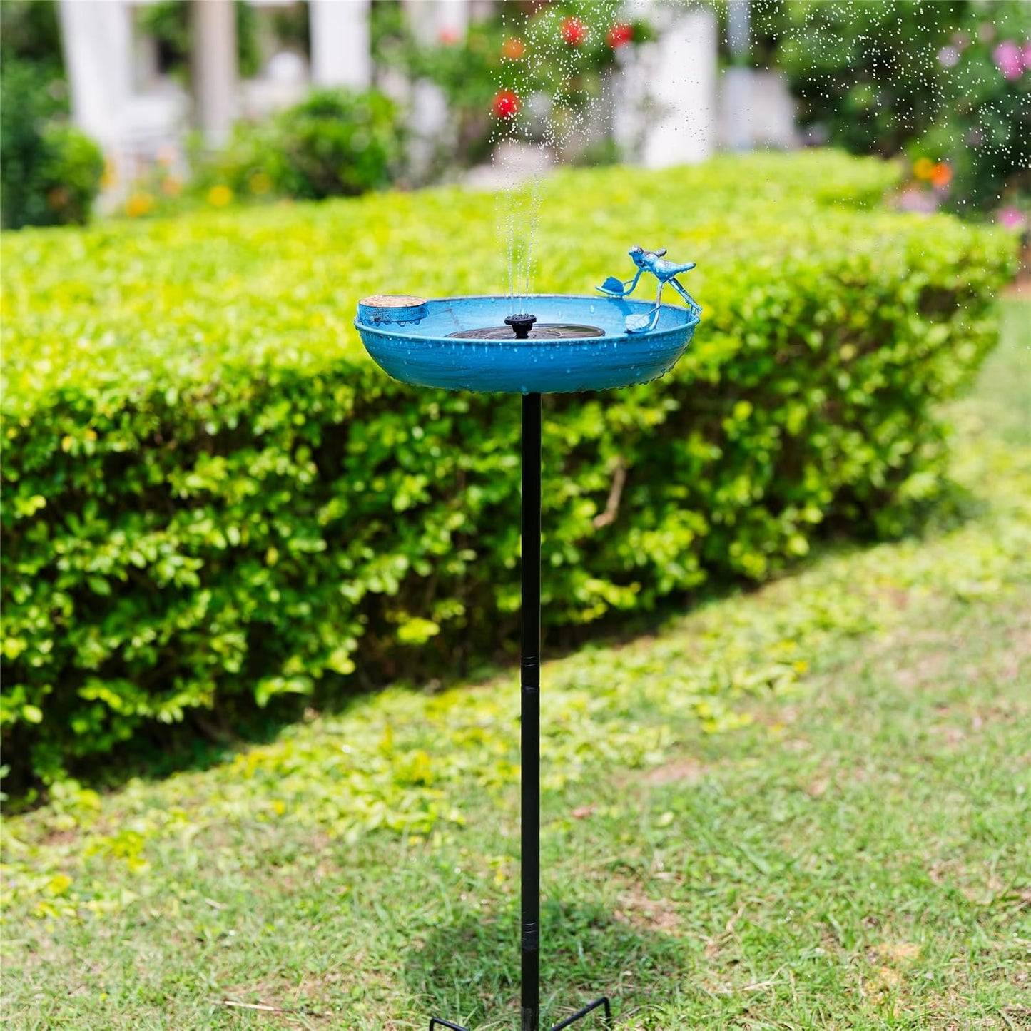 Metal Bird Bath for Outdoor, 37 Inch Tall Birdbath with Stake, Standing Bird Baths with 13" Bowl & Decorative Small Bird Feeder & Cast Iron Bird for Outside Garden Patio Yard Decor