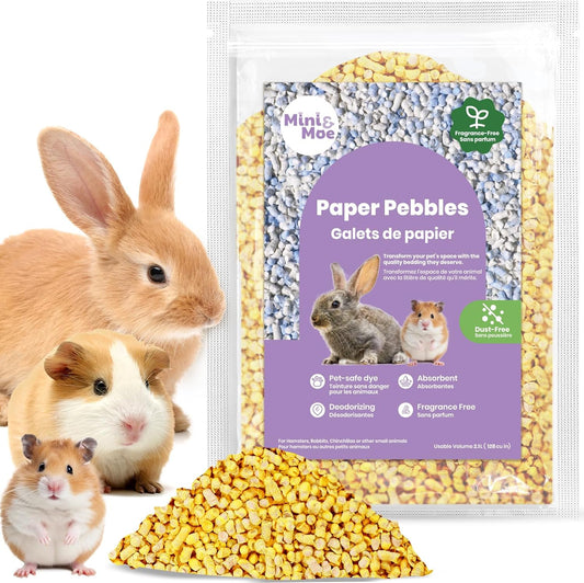 mini&moe Rabbit Litter Paper Pellet Bedding: Hamster Bedding Odor Control & Moisture Absorbent Natural Paper Pellet Bedding - for Small Animal Guinea Pigs,Rabbits Bedding 1.98lb