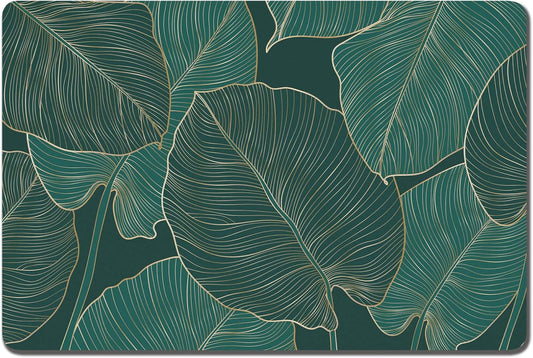 Rnivvi Dog Food Mat, 16" x 24" Flower Absorbent Dog Cat Bowl Mat for Food and Water, Cute Anti-Slip Rubber Pet Feeding Rug Protect Floors, Puppy Placemat for Feeding & Watering Supplies, Tropical