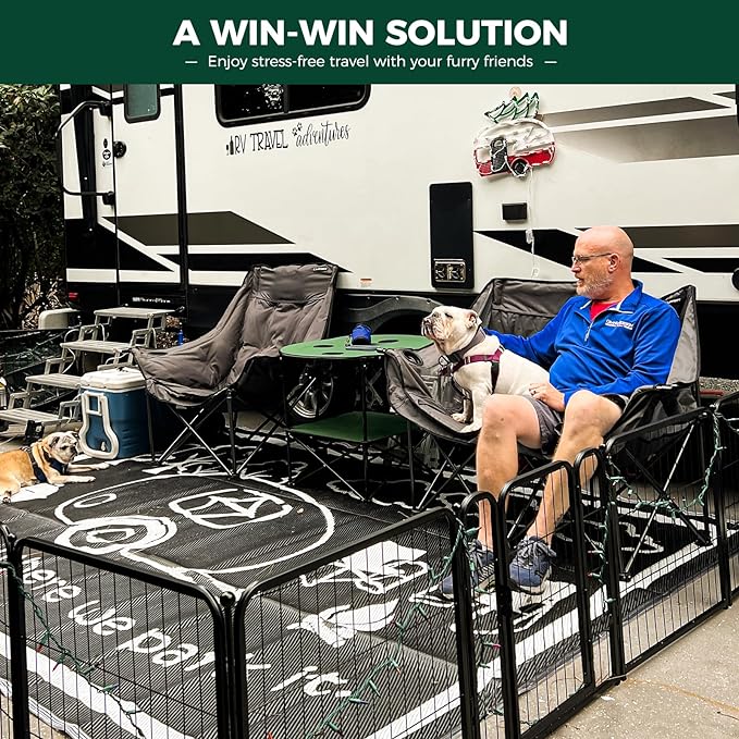 FXW Rollick Unleashed Dog Playpen for Indoor, Yard, RV Camping, 24 inch 32 Panels for Small and Puppy Dogs, Black│Patented