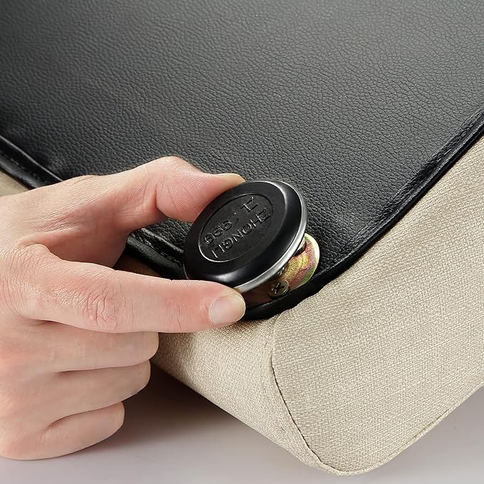 Senneny Imitation Linen Faux Leather Dog Stairs, for Pets up to 150 lbs, Waterproof, Scratch Resistant Pet Steps/Stairs with High Density Foam and Detachable Wooden Legs, Light Beige Linen, 5 Step