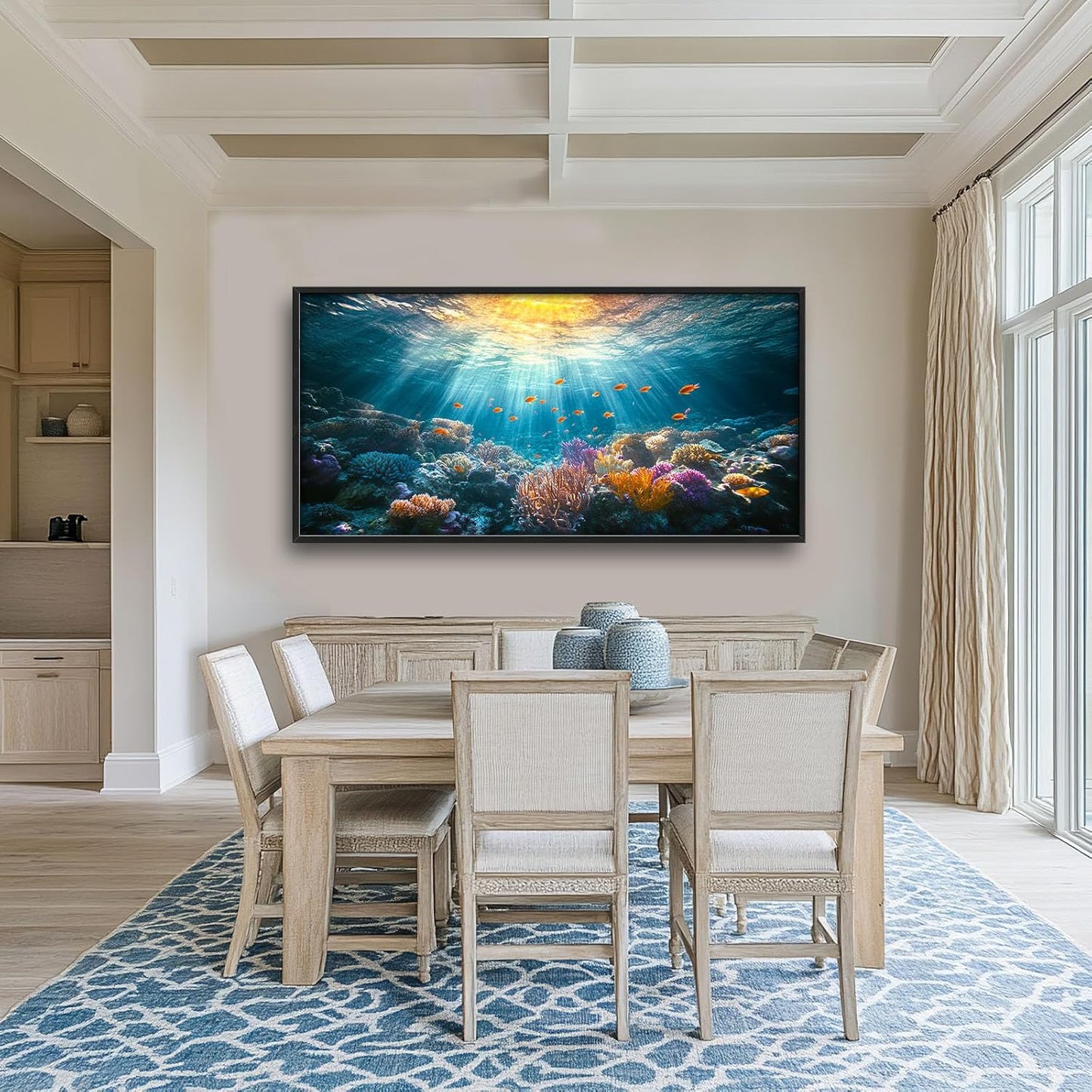 Quorin Ocean Large Wall Art Undersea Pictures Sea Nautical Wall Decor Coral Reef Fish Canvas Print Painting Artwork for Bathroom Living Room Bedroom 60L x 30W