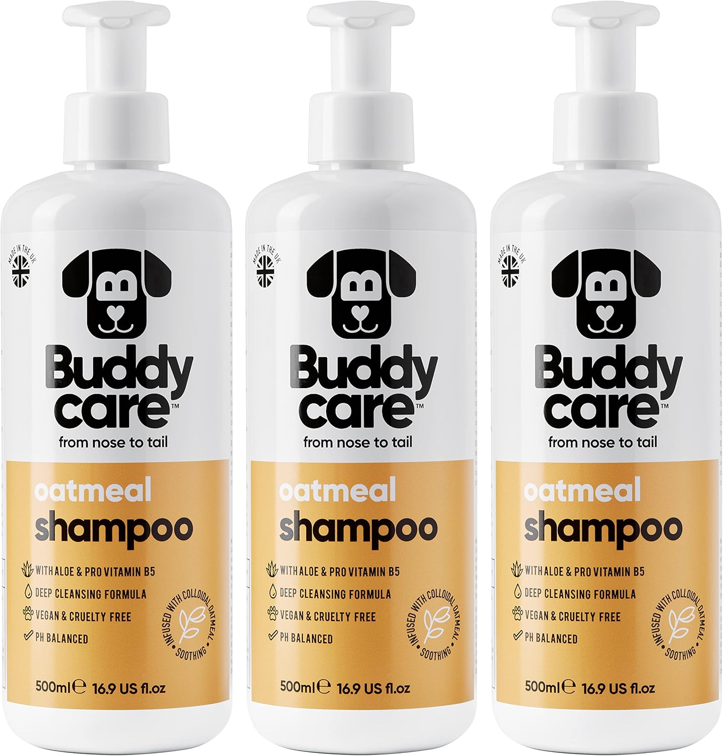 Oatmeal Dog Shampoo by Buddycare | Shampoo for Dogs with Irritated Skin | Relieving and Rehydrating | with Aloe Vera and Pro Vitamin B5 (50.72oz)